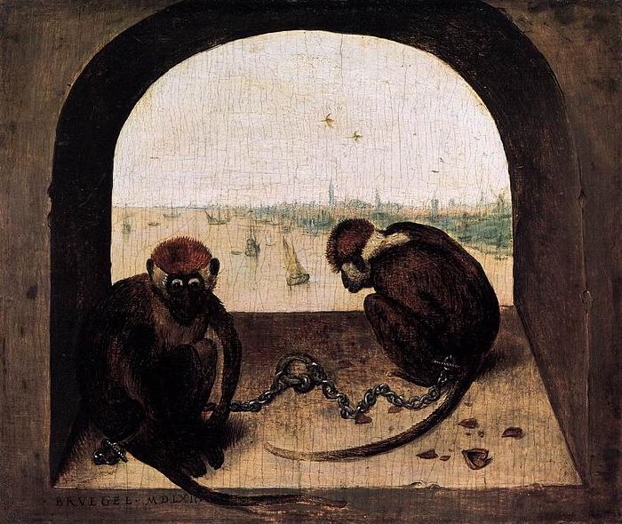 Pieter Bruegel the Elder Two Chained Monkeys oil painting picture